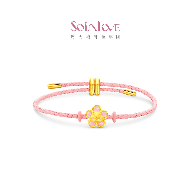 周大福SOINLOVE 宝藏女孩萌宠吉福小金豚黄金足金转运珠配绳多款VR1688高清大图