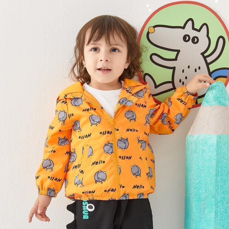 [2件2折价:62]moomoo童装男女童外套春秋新款洋气小童宝宝趣味卡通满印印花外套