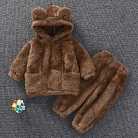 儿童睡衣婴幼儿毛绒套装家居服韩版可爱保暖北极绒睡衣裤臻依缘