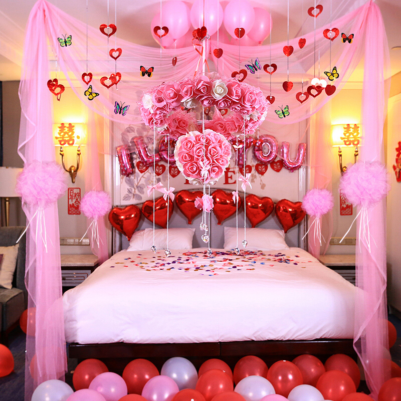 创意婚房布置花球浪漫婚礼用品结婚装饰拉花婚庆用品套餐卧室新房