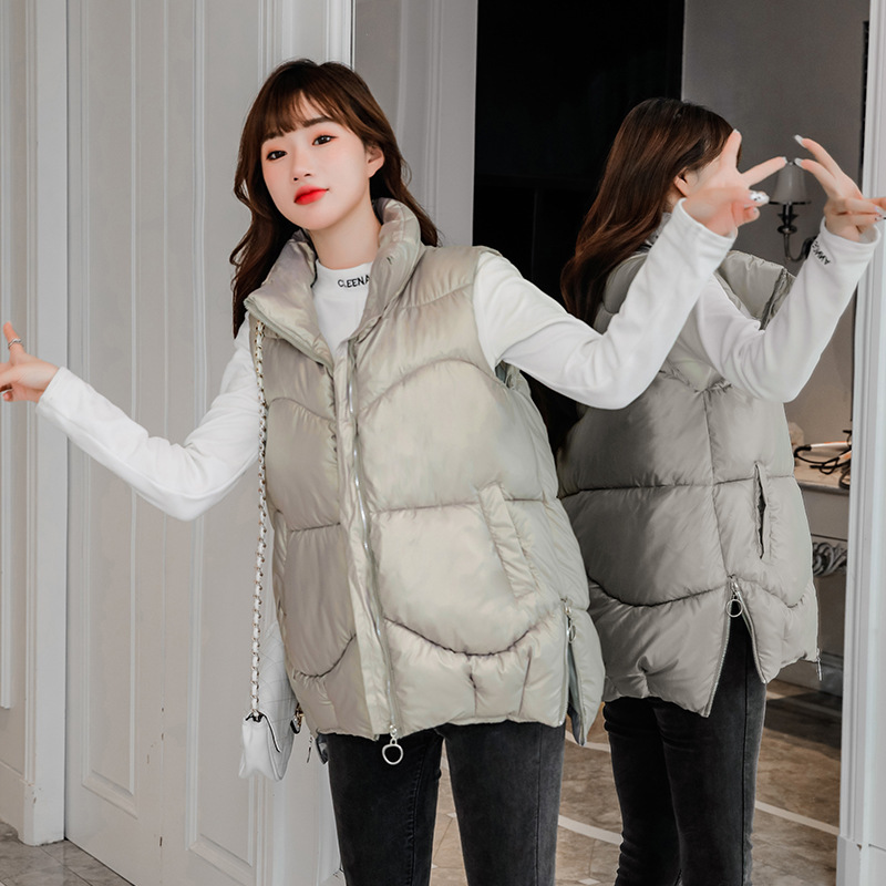 棉服背心女 秋冬季新品大码女马甲时尚拉链款宽松韩版马夹女