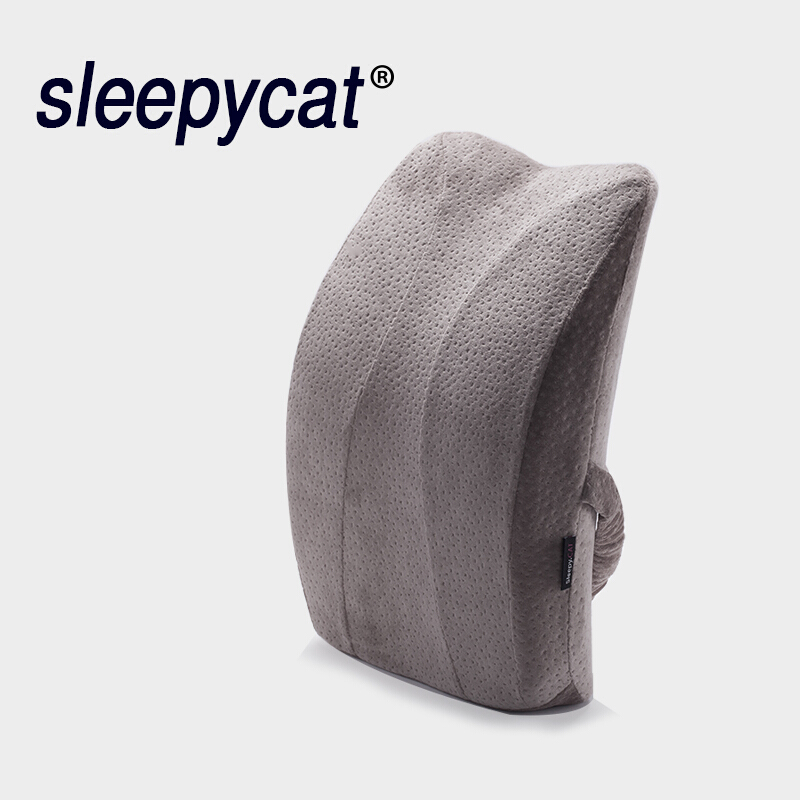 SLEEPYCAT记忆棉护腰靠垫办公室孕妇座椅子靠背垫汽车腰枕腰椎垫[现货]优雅灰-[温感护脊款]支撑-竹炭款
