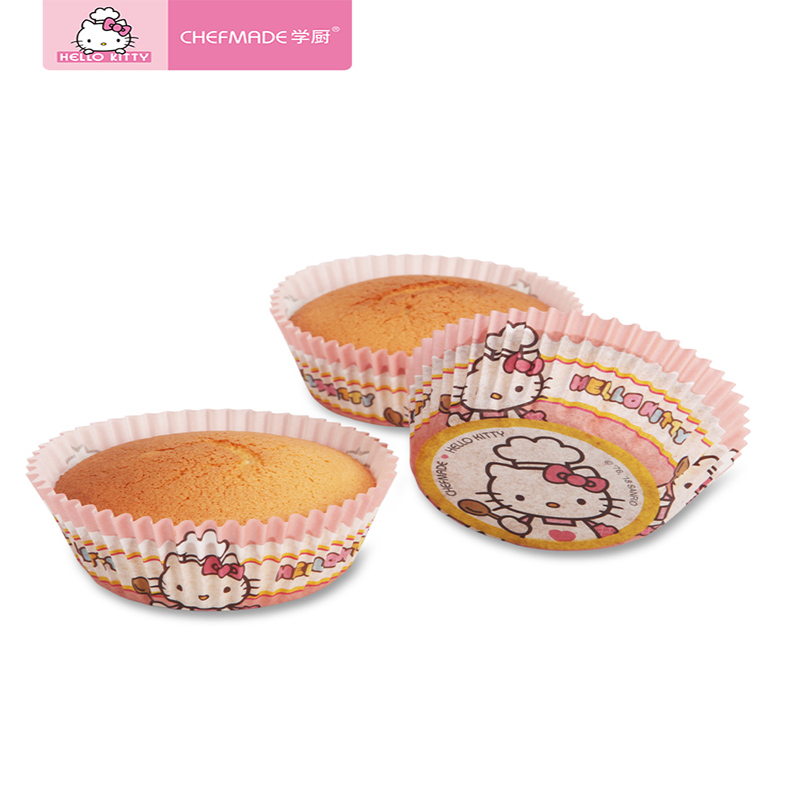 学厨 HELLO KITTY 马芬纸杯蛋糕模具 7cm雪媚娘纸托 烤蛋糕纸杯 蛋糕杯 烘焙纸杯100只装 KT7067高清大图