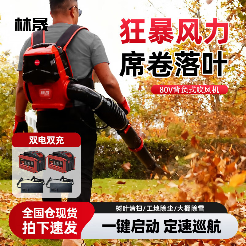 林晟锂电背负式吹风机吹树叶大功率除尘吹灰鼓风机大棚吹雪机LS880L高清大图