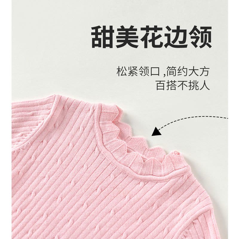 [1件3折]铅笔俱乐部童装秋冬新款女小童针织衫儿童毛衣宝宝花边领上衣图片