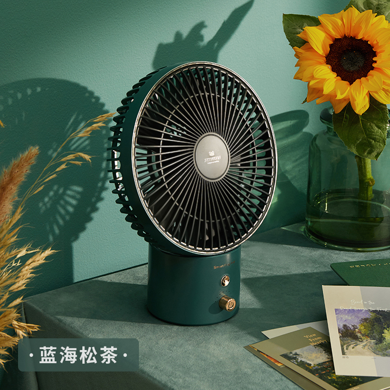 苏宁宜品x卡蛙桌面迷你充电风扇摇头usb循环扇办公室台式小型便携风扇(绿色)