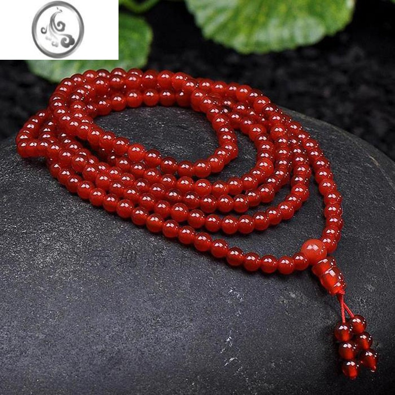 jimi红玛瑙108粒佛珠手串216颗多圈红玛瑙手链红玛瑙毛衣链