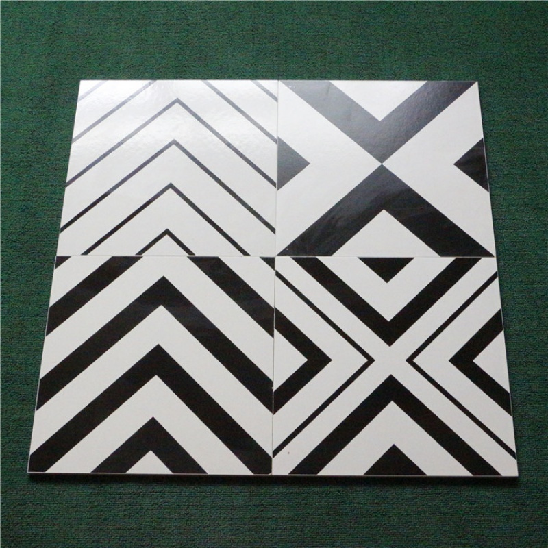 黑白瓷砖仿古小花砖地砖300x300餐厅厨房卫生间防滑地板砖背景墙壹德