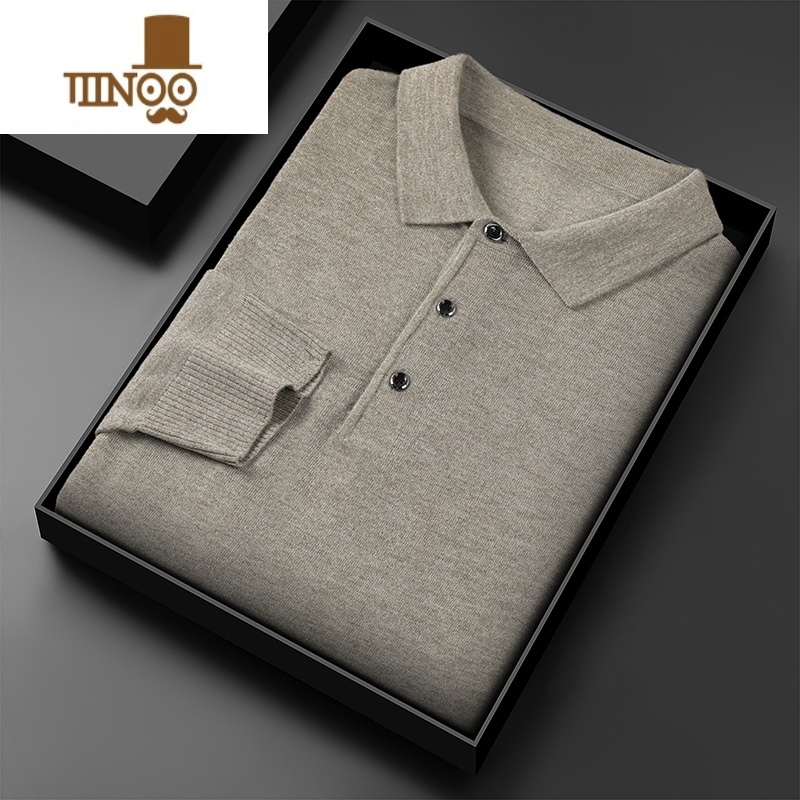 YANXU毛衫男翻领款加肥加大码毛衣宽松高端胖子t恤领打底衫男装高清大图