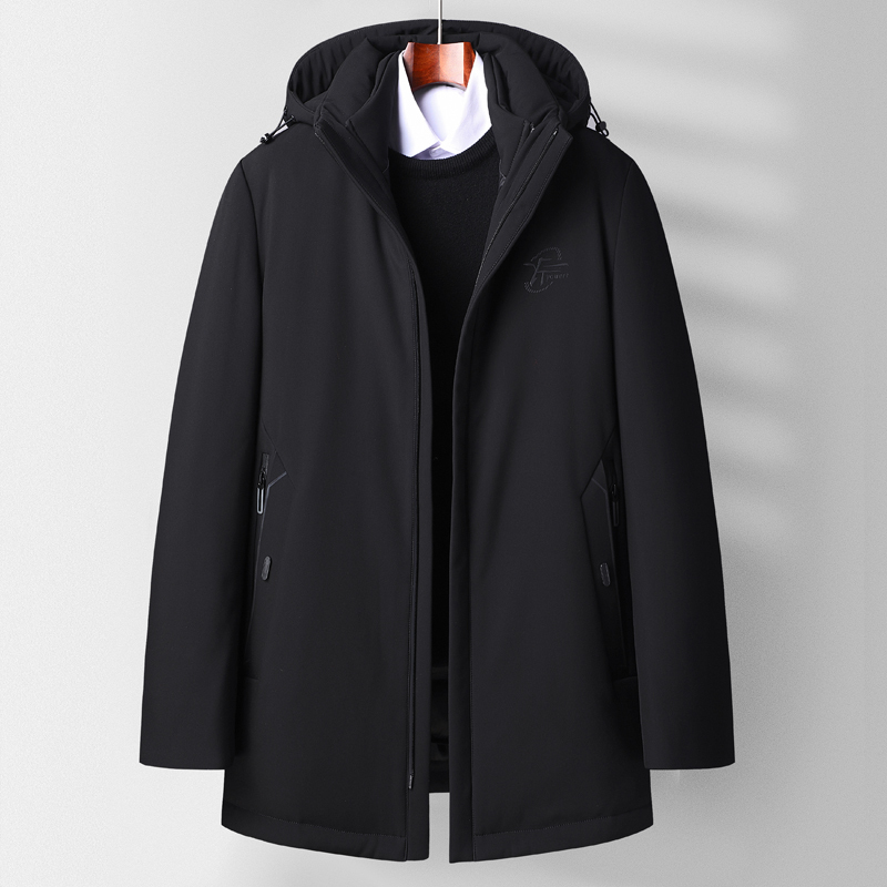 YUANSU中老年人棉衣男套装爸爸冬装厚外套可脱卸内胆爷爷中长款棉服帽子棉衣