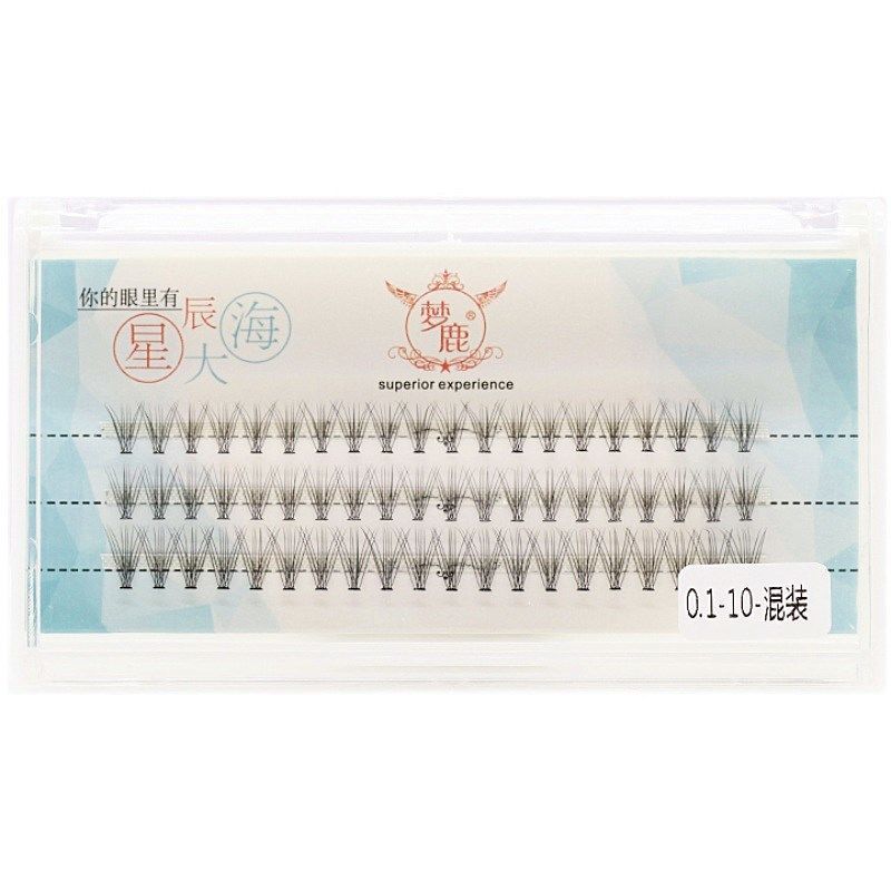 单盒睫毛 梦鹿假睫毛女自然 单簇仙女朵毛素颜卷翘 C翘 0.1粗度 8910混合装