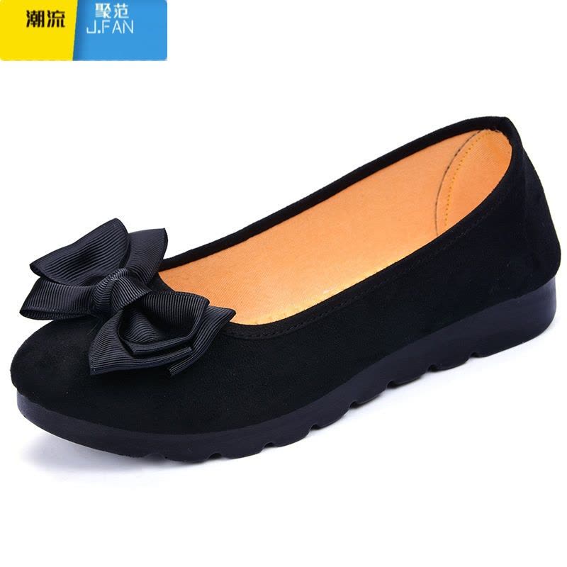 聚范老北京布鞋女单鞋豆豆鞋孕妇黑色工作鞋软底防滑妈妈鞋懒人一脚蹬图片