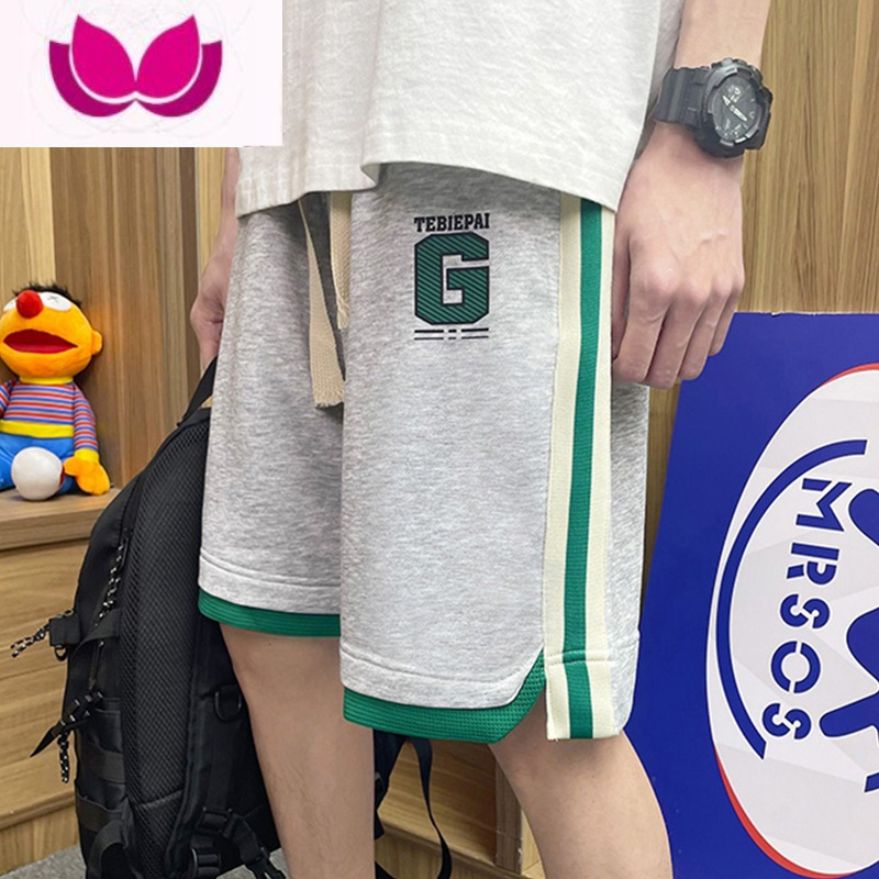 七斓条纹运动休闲短裤男夏季潮流青少年卫裤美式篮球宽松潮牌五分裤子