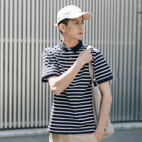 [1.5折价48元]唐狮POLO衫男短袖条纹款绣花短袖POLO衫男士POLO衫短袖