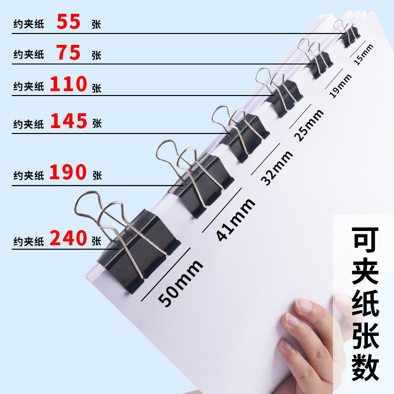 晨光(M&G)ABS92728 长尾夹 Eplus32mm(盒装)黑色 3# 10盒装高清大图