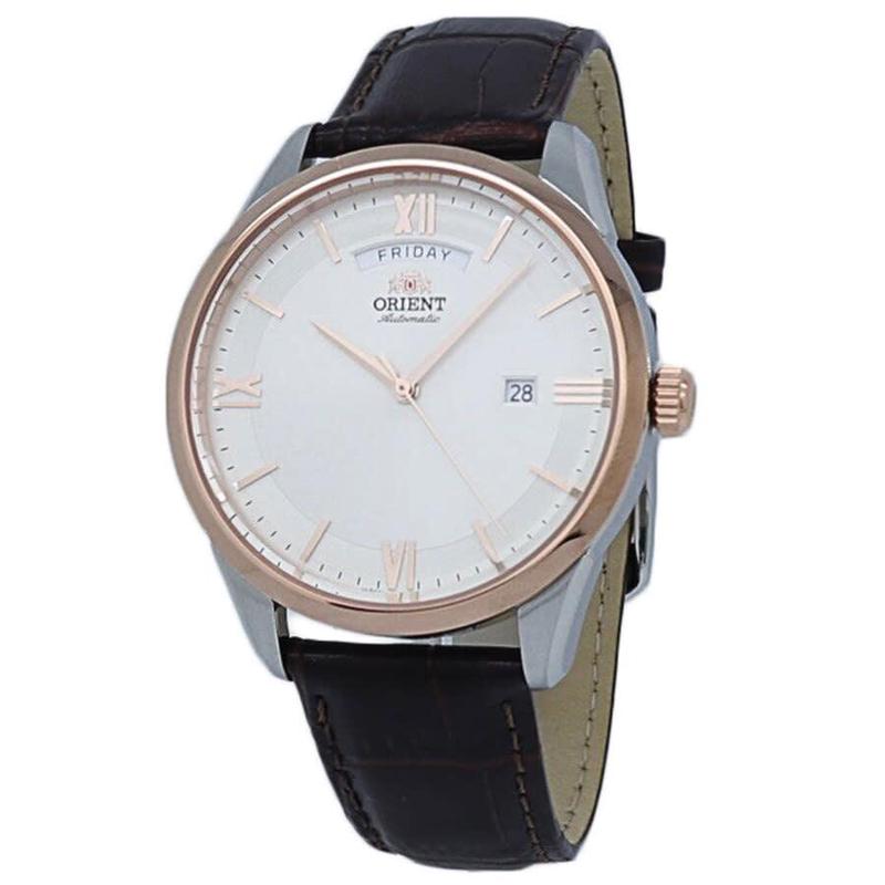 东方双狮orient男士机械表 白色表盘皮带 男士自动机械表ra-ax0006s0