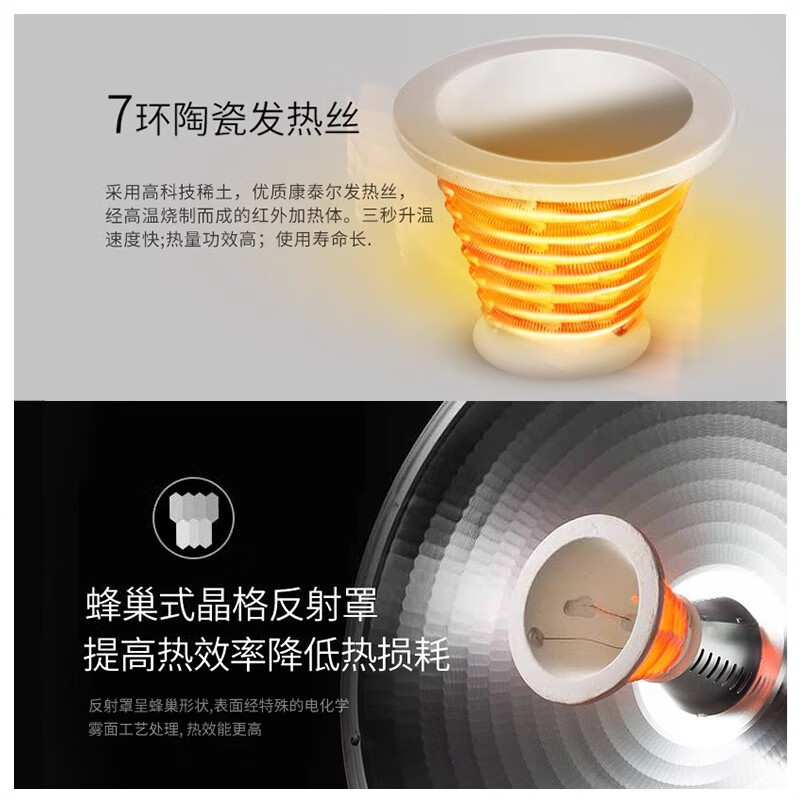 艾美特(Airmate) 取暖器/小太阳/电暖器/鸟笼电暖气/电暖扇 家用多角度调节定时摇头电热扇HF12081T-W高清大图