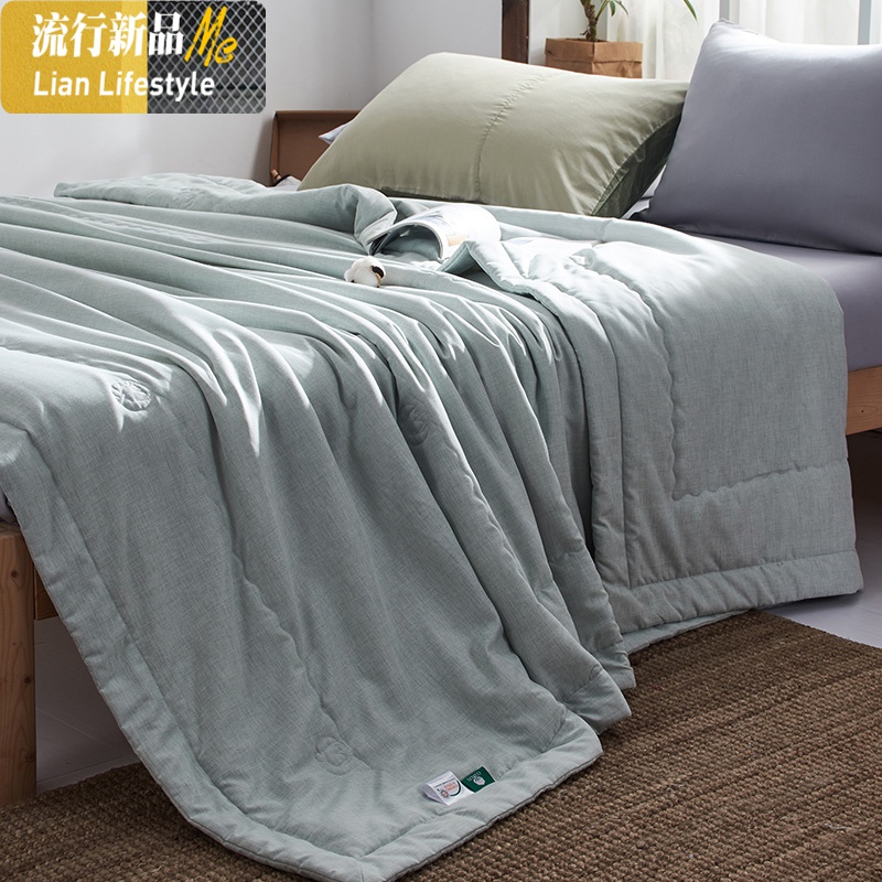 棉花被春秋被子夏季棉被夏被可水洗双人素色单人蓝空调被夏凉被 三维工匠