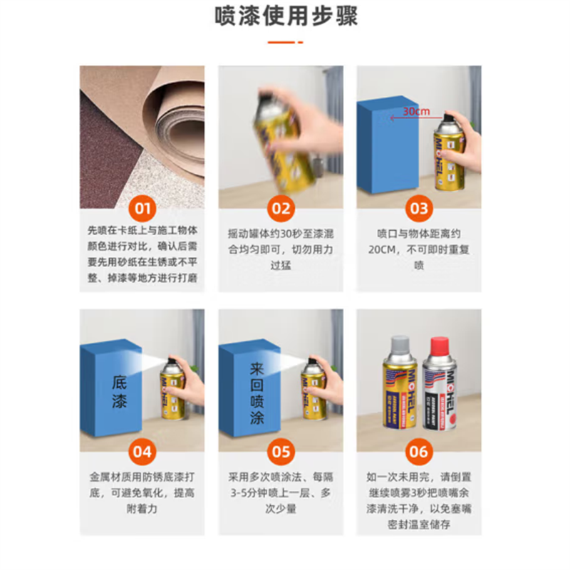迈克手喷漆汽车摩托车自喷漆金属防锈划痕修补漆轮毂改色 39黑色高清大图