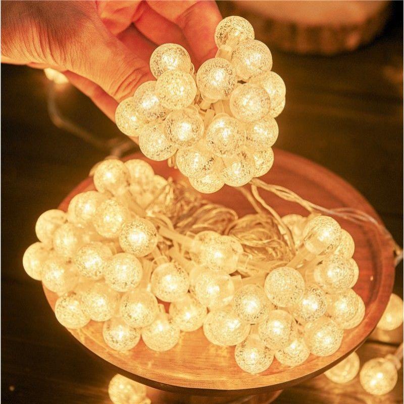 不防水星星灯夜市庭院led装饰灯-顺丰-5级-暖色【水晶球】LED;50米400灯【插电款】公母插款-可串联500米