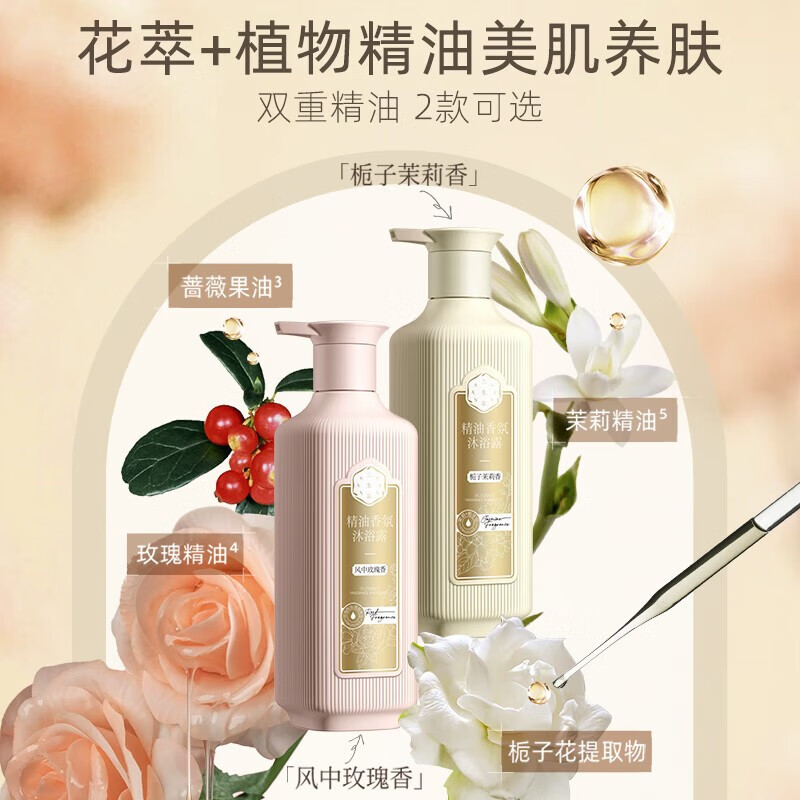 三生花 精油香氛护肤沐浴露500ml*3支(风中玫瑰香)高清大图