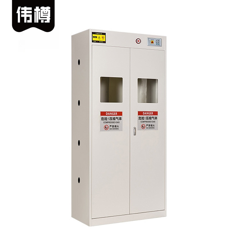 伟樽防爆气瓶柜白色双瓶二代报警器900*450*1900mm台高清大图