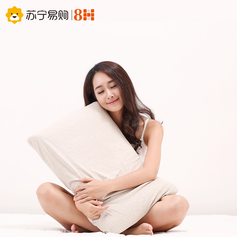 8H枕套 乳胶枕头套Z1抗菌外枕套高支天竺棉纯棉 拉链收纳袋设计640*440mm 混米色 枕套