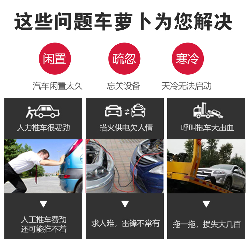 车萝卜(Carrobot)汽车应急启动电源车载大容量12V电瓶充电宝搭电器打火救援 智能版