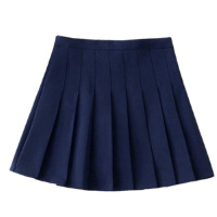 (安全裤+拉链+纽扣）百褶裙JK制服裙子百搭半身裙春夏季短裙子潮_1 L 藏青色