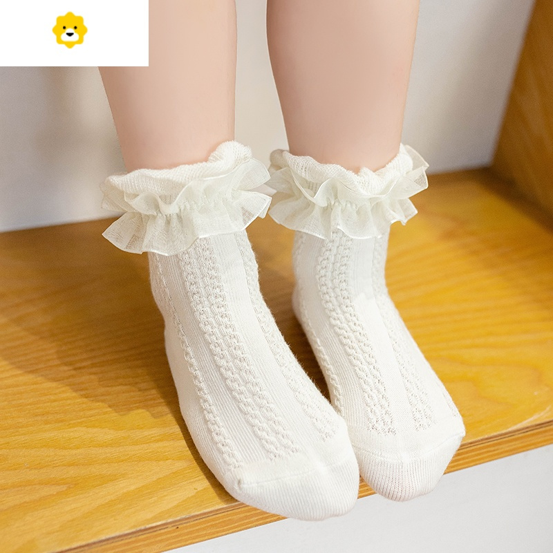 喻娄女童袜子春秋夏网眼儿童花边袜韩版小宝宝公主袜蕾丝婴儿棉袜报价