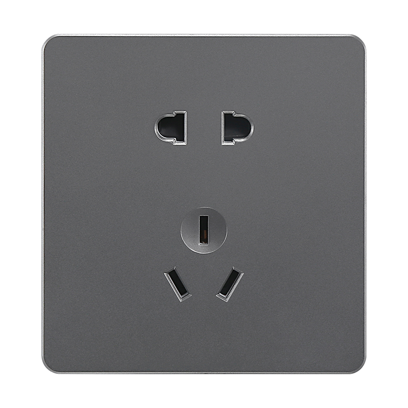北欧灰色86型墙壁开关面板五孔usb暗装16a插座家用多孔x5