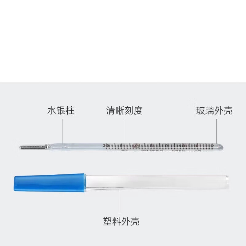 海氏海诺卫全行玻璃体温计高精准体温表水银体温计(口腔小体)1支