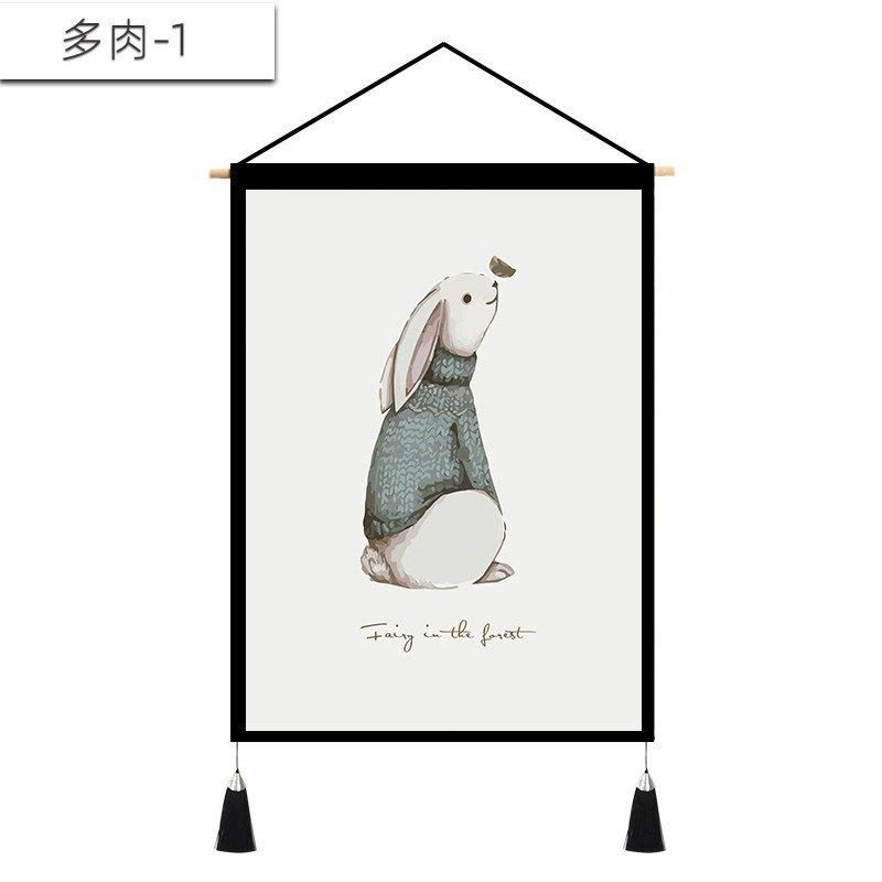北欧挂画布艺墙布挂布背景布挂毯三联装饰画 客厅卧室房间床头 多肉-1 (绒)宽45cm*高65cm图片