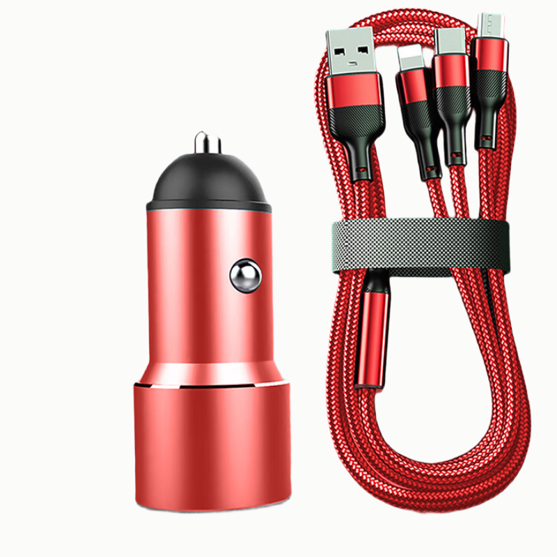 十足酷 快充一拖三数据线三合一充电套装充电线 66W快充 红色 SZK-X09