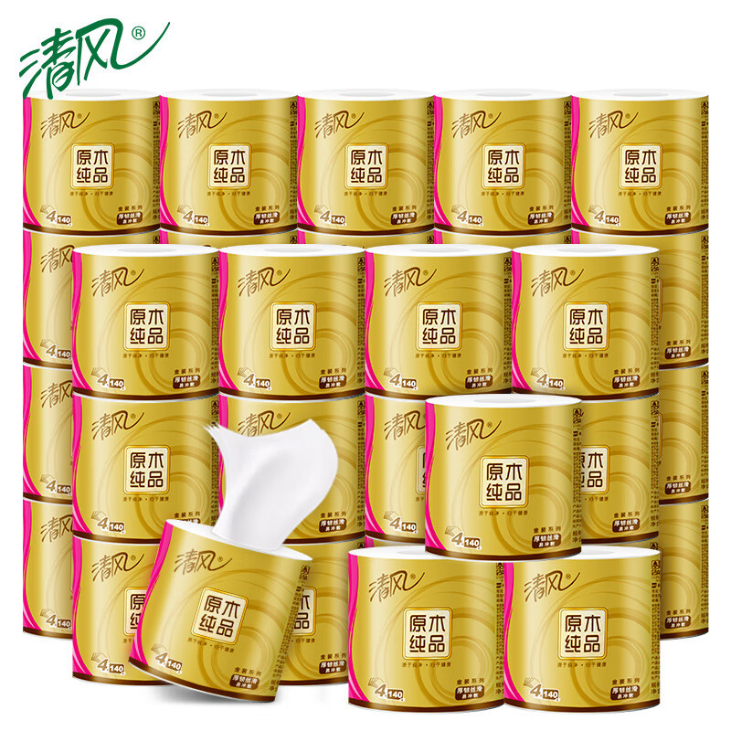 清风 原木金装4层140克/卷卷筒卫生纸B2014JE30N 30卷*1 箱