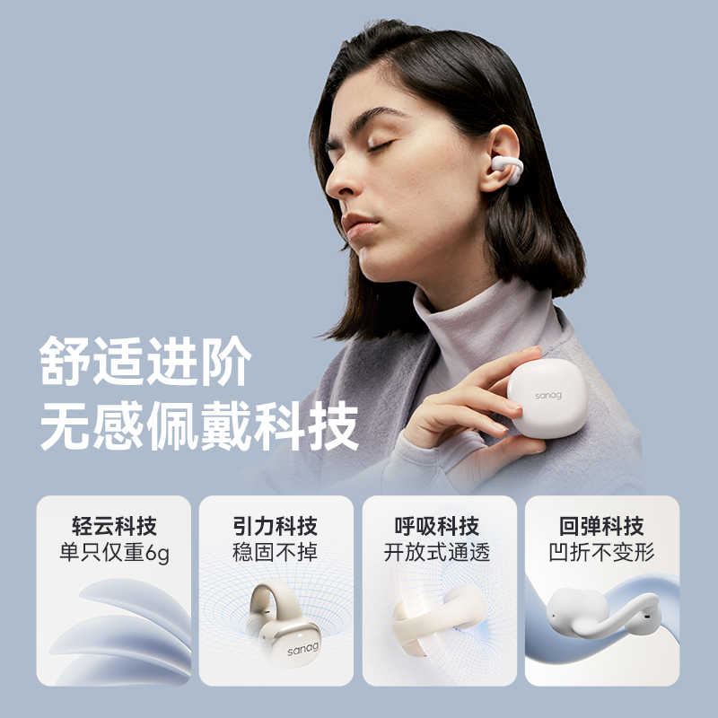 塞那Z53耳夹蓝牙耳机开放式 无线不入耳挂耳高清大图