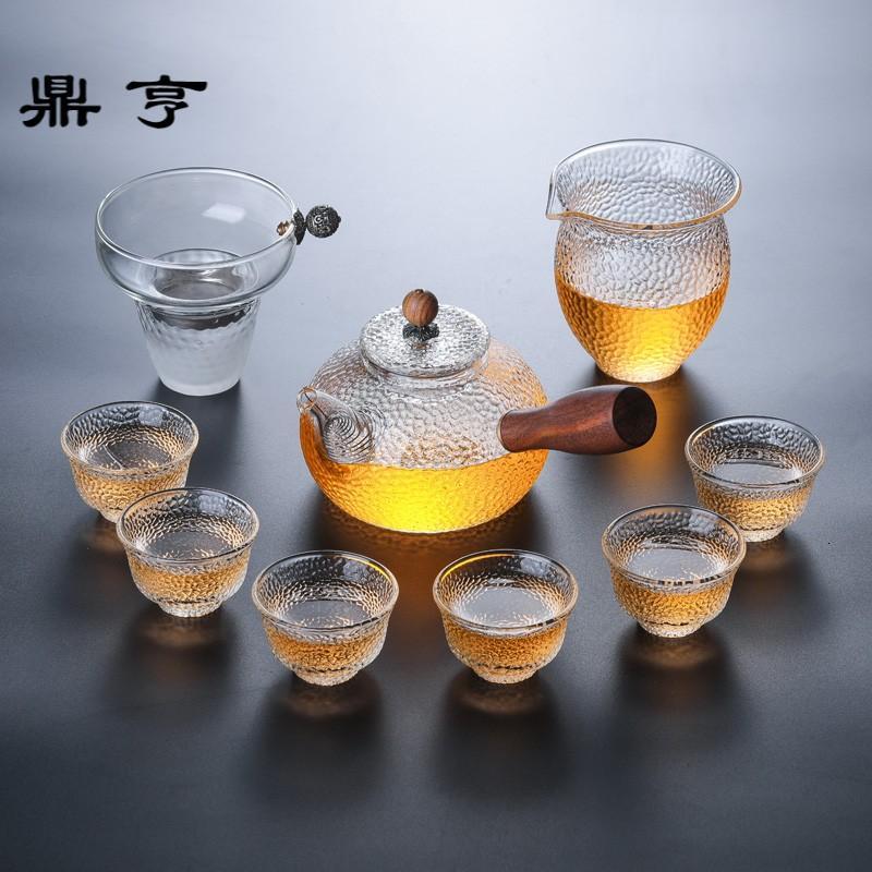 鼎亨耐热玻璃整套功夫茶具套装简约泡茶器透明侧把茶壶茶杯茶道家