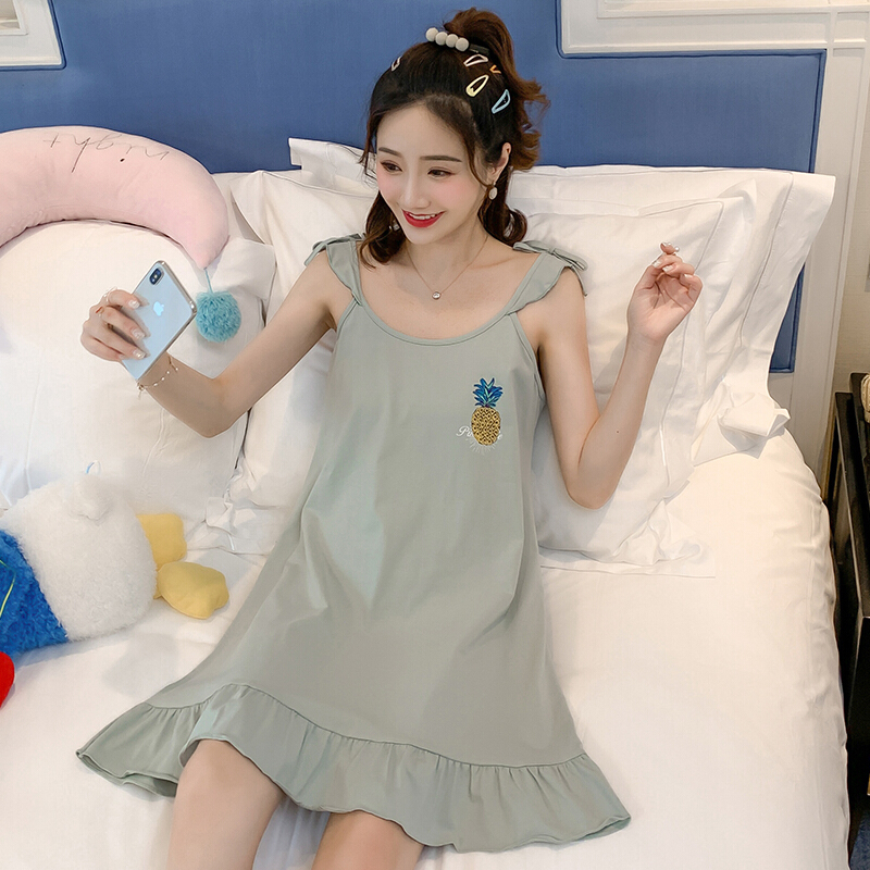 波迷娜(BOMINA)性感诱惑带胸垫睡裙夏天吊带睡裙少女棉夏韩版可爱甜美公主风美背小性感睡衣薄款