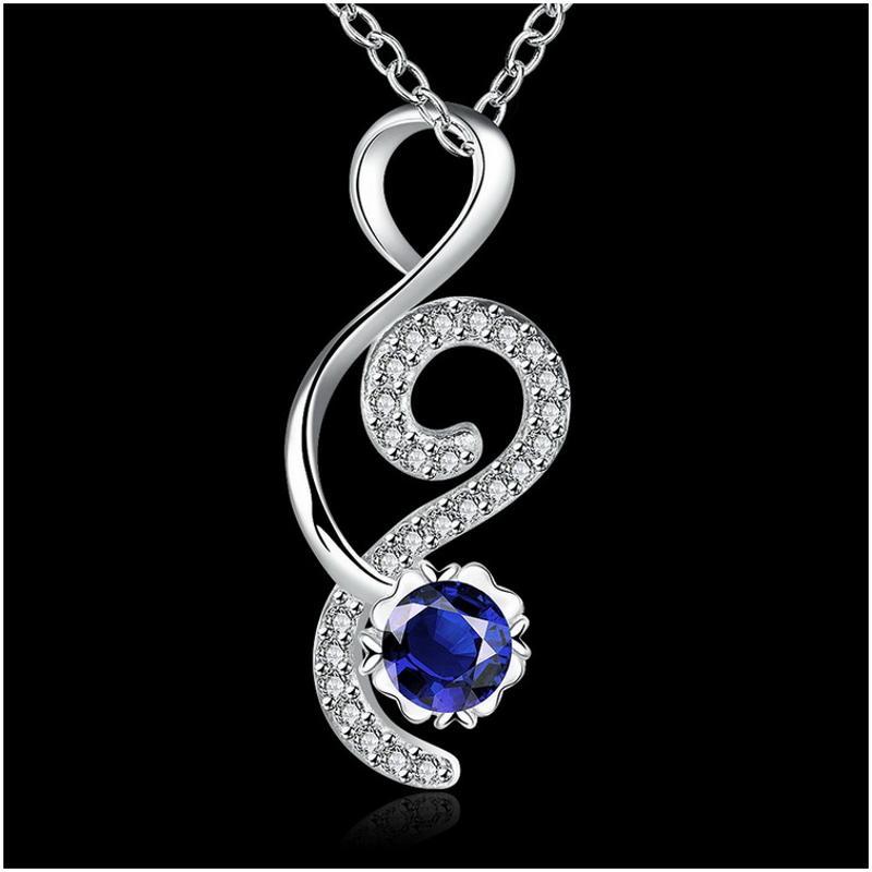 N008 N002 Silver Necklace 镀银日韩高贵植物镶宝石项链女防过敏送女朋友七夕情人节礼物