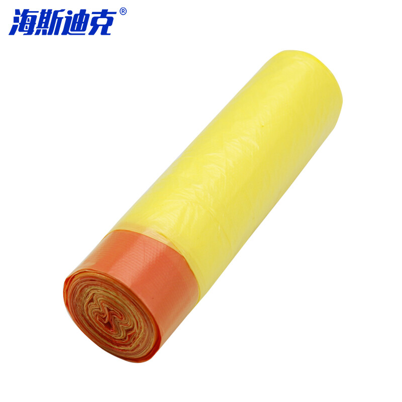 海斯迪克 抽绳垃圾袋 HKZX-55 45*50cm 加厚黄色红绳 20只 1卷高清大图