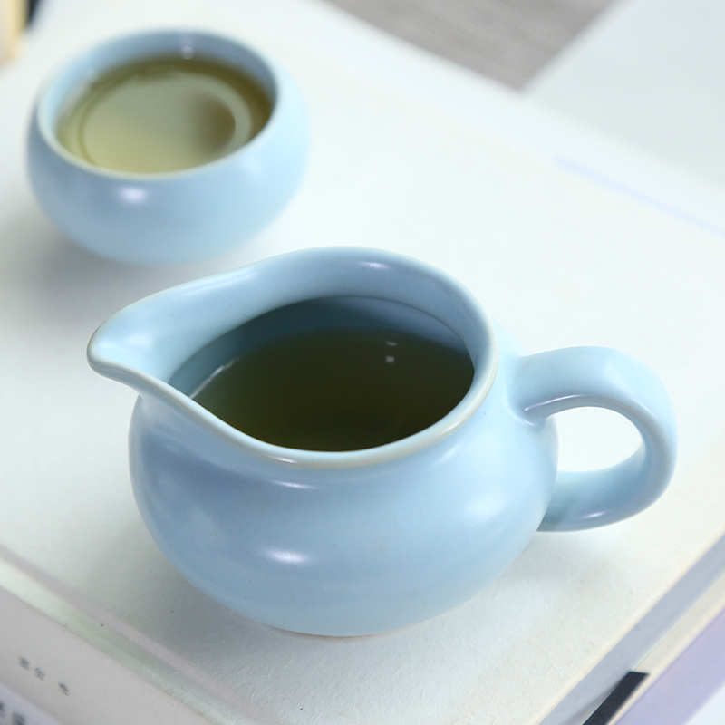 言艺(yanyi) 汝窑功夫茶具套装家用泡茶壶茶杯套装 浅末竹纹配寻青盖碗