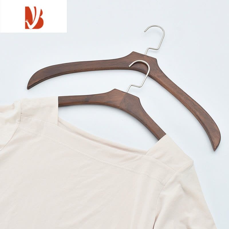 三维工匠实木衣架家用木质防肩角男女士挂衣架衫皮草大衣服挂图片