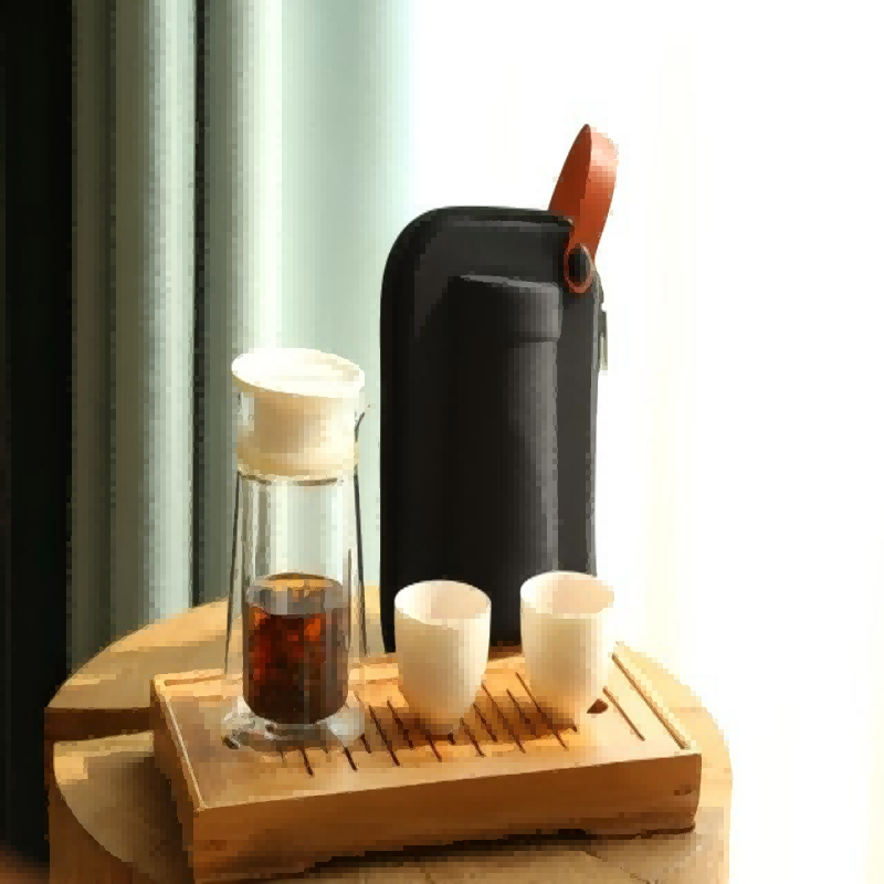 湖畔居 春茶龙井茶功夫茶茶具快客杯便携简易随身旅行玻璃泡茶宝一壶两杯 黑包高清大图
