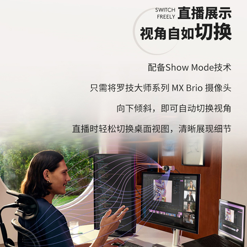 罗技(LogitechMX Brio 4K高清摄像头游戏直播套装电脑网课广角变焦麦克风 珍珠白高清大图