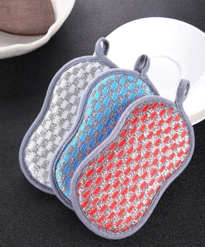 【1个装】双面洗碗海绵擦厨房刷锅刷碗布不沾油洗碗巾居家日用套装--7个混装