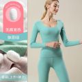 南极人保暖内衣女加绒薄款秋衣秋裤套装冬内穿上衣打底衫 L95-105斤 抹茶绿双面德绒套装
