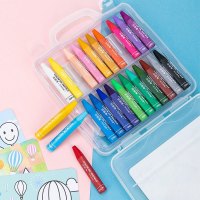 得力画笔小学生美术绘画涂色油画棒盒装带手提收纳水溶24色幼儿园安全无毒可水洗画画蜡笔72072油画笔彩绘棒