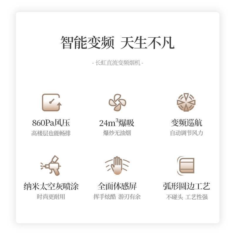 长虹新F02B自动清洗-24m3大吸力家用厨房排烟抽油烟机吸油烟机抽烟机