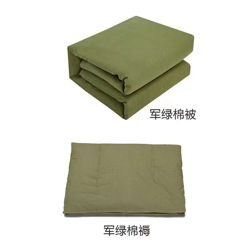煊煜 床上用品七件套(军绿)150*210/6斤被+120*210/5斤褥+三件套枕芯+灰格枕巾 套高清大图