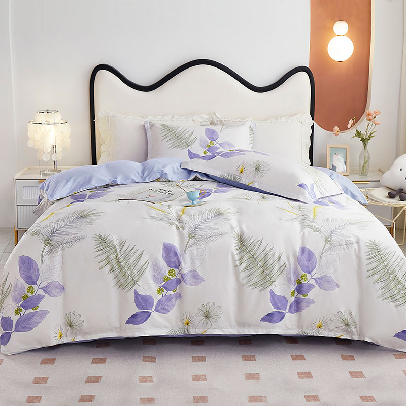 唐纳家纺 全棉四件套-云杉花叶 200*230CM- TN-KT24050高清大图